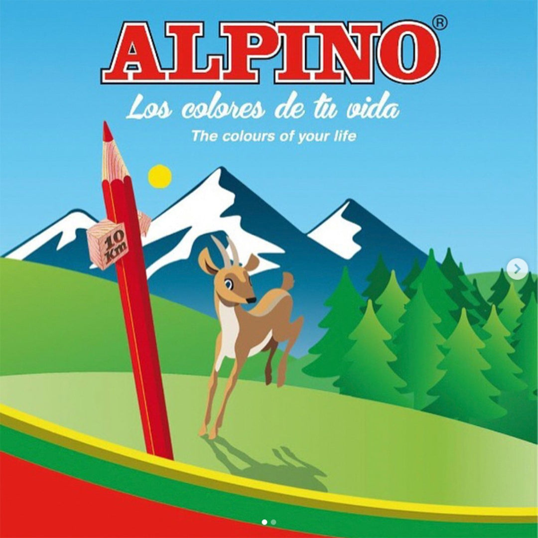ALPINO - Estuche de 12 Lápices de Colores Escolares con Bandeja Deslizable, sin Madera
