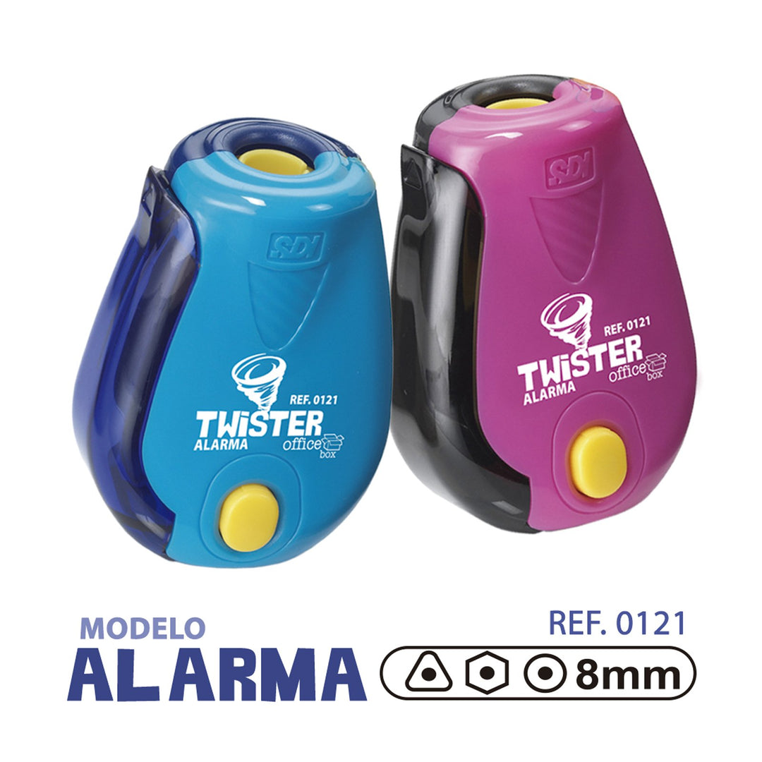 SDI 0121 - Sacapuntas TWISTER ALARMA con Depósito y Botón de Alarma