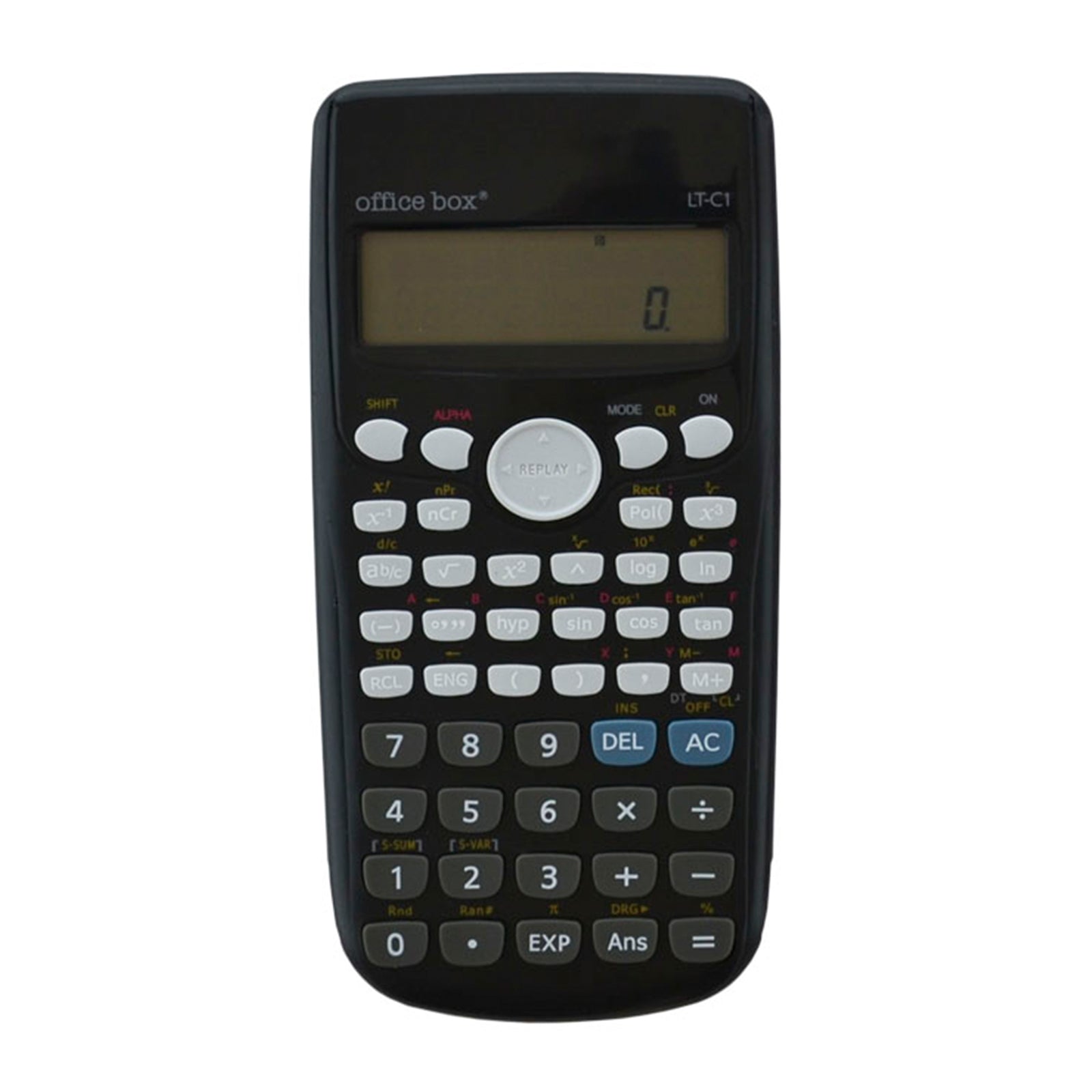 OFFICEBOX - Calculadora Científica Escolar 240 Funciones con Pantalla LCD 2 Líneas. Negro