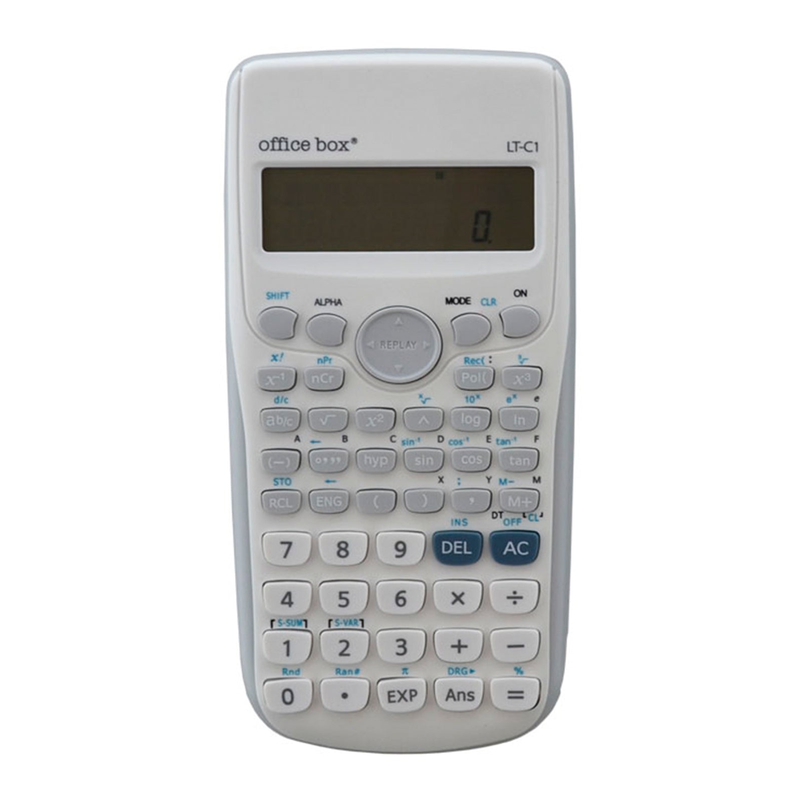 OFFICEBOX - Calculadora Científica Escolar 240 Funciones con Pantalla LCD 2 Líneas. Blanco