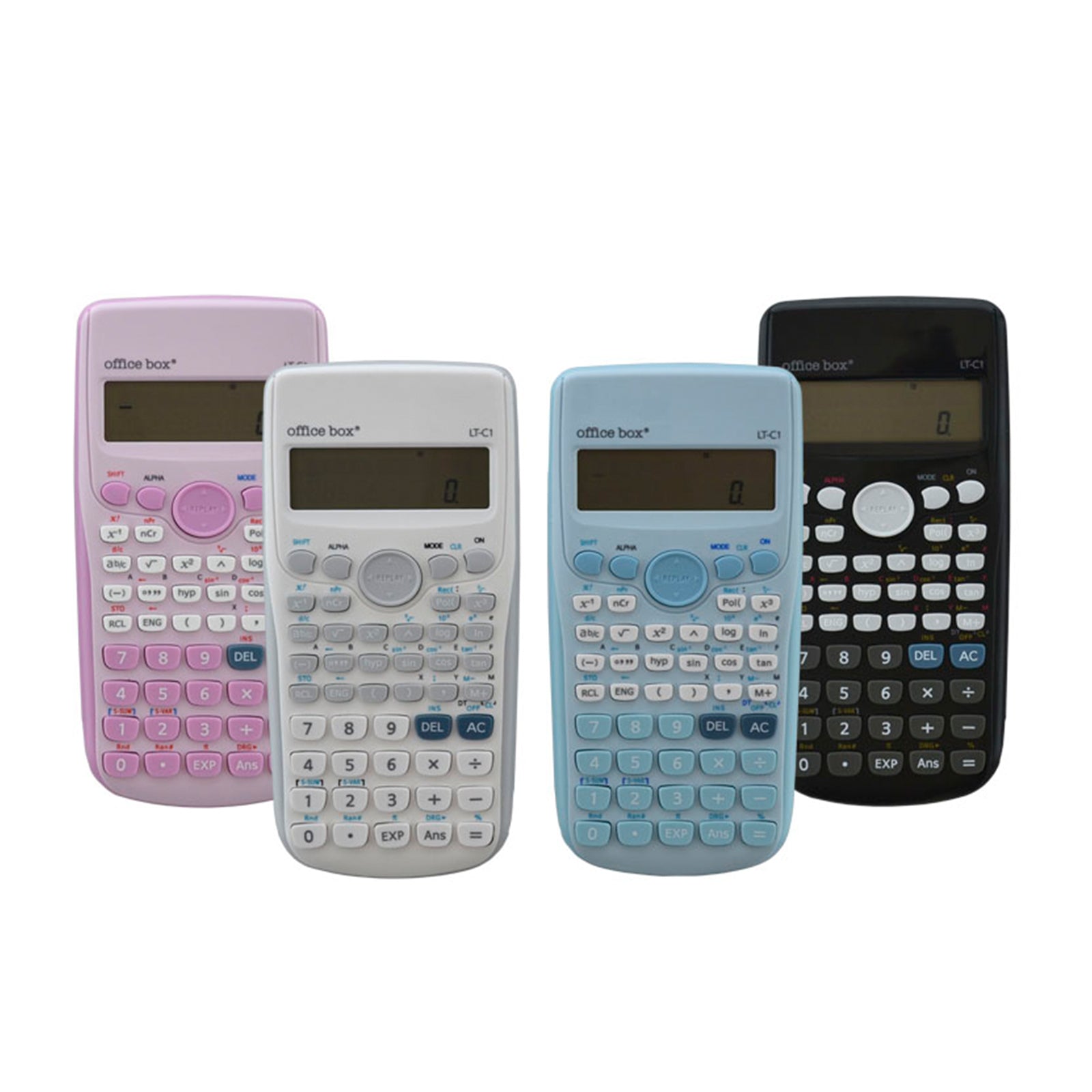 OFFICEBOX - Calculadora Científica Escolar 240 Funciones con Pantalla LCD 2 Líneas. Negro