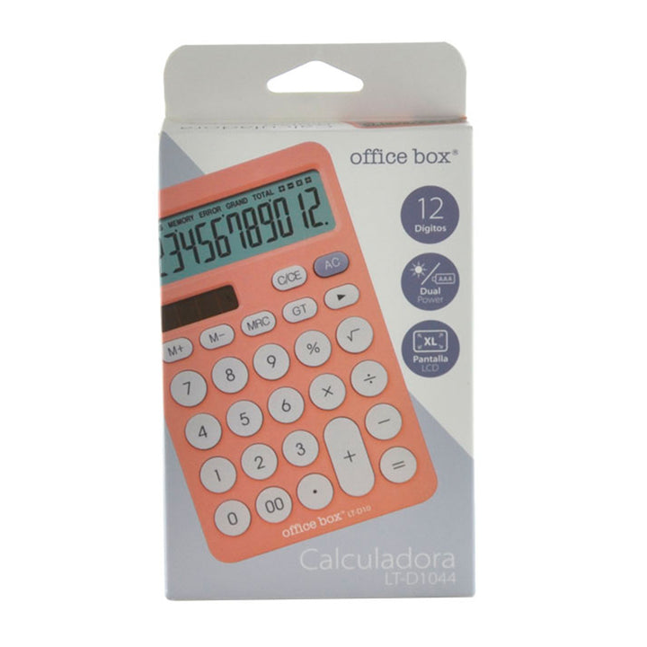 OFFICEBOX - Calculadora de Sobremesa de 12 Dígitos con Pantalla XL. Rosa