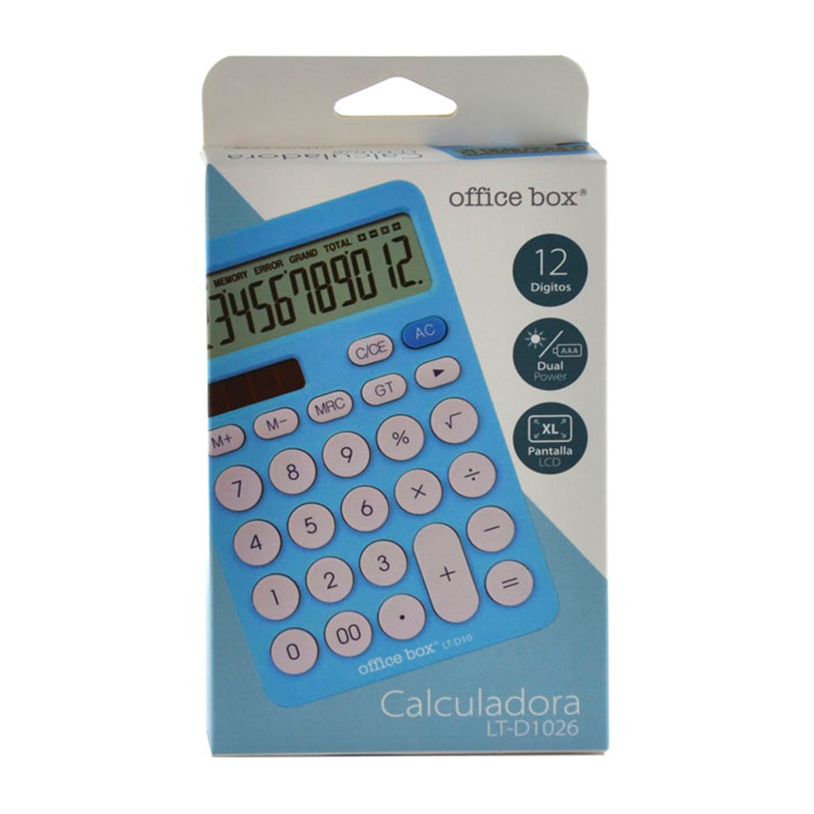 OFFICEBOX - Calculadora de Sobremesa de 12 Dígitos con Pantalla XL. Azul