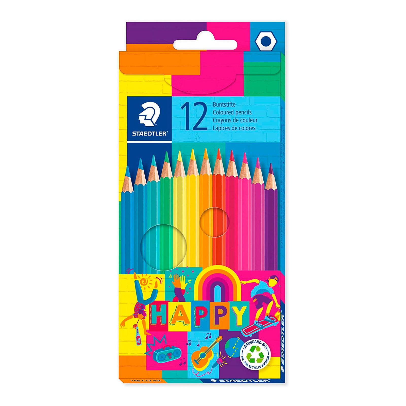 STAEDTLER Happy -  Caja de 12 Lápices de Colores Altamente Pigmentados