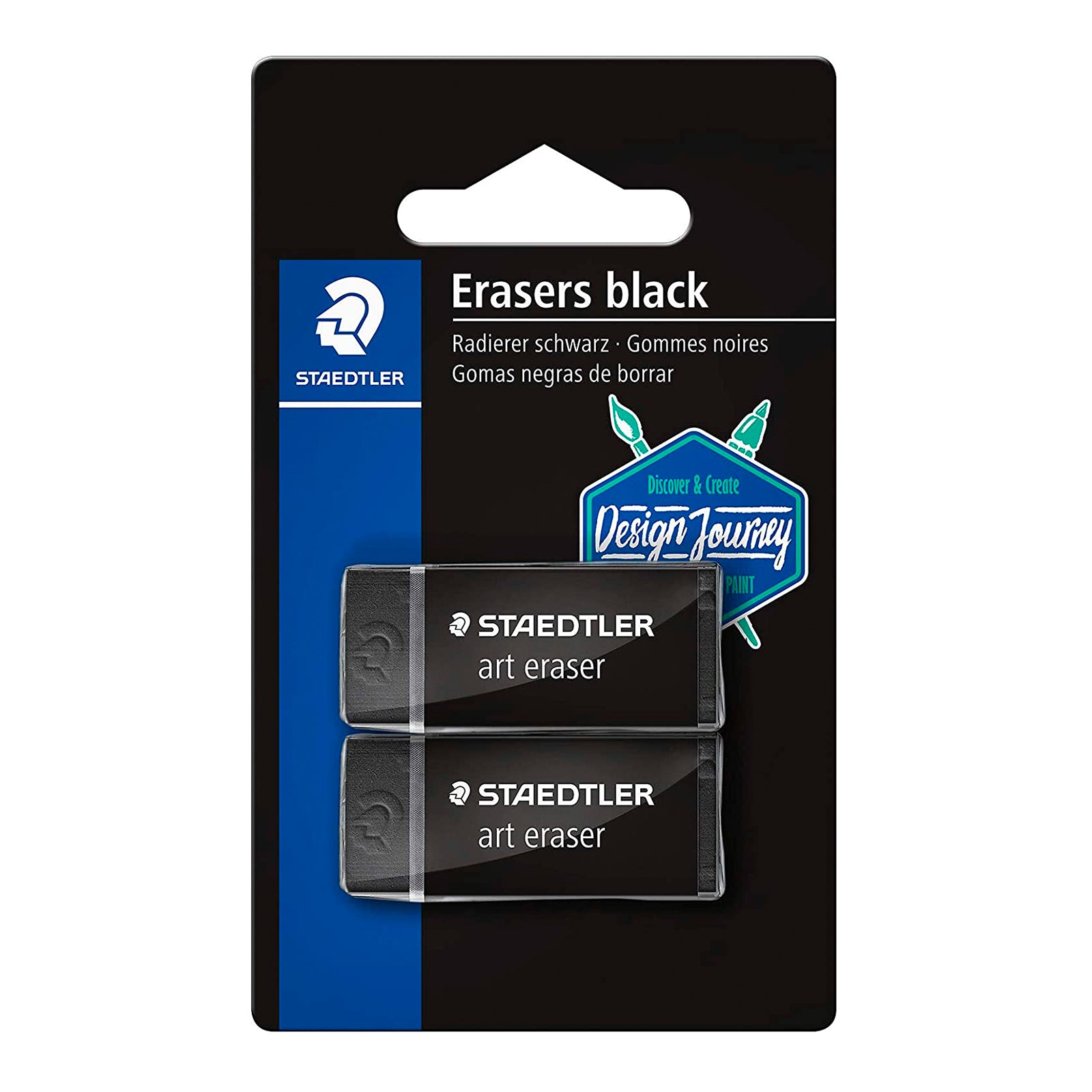 STAEDTLER Art Eraser - Set de 2 Gomas de Borrar Profesionales de Precisión. Negro