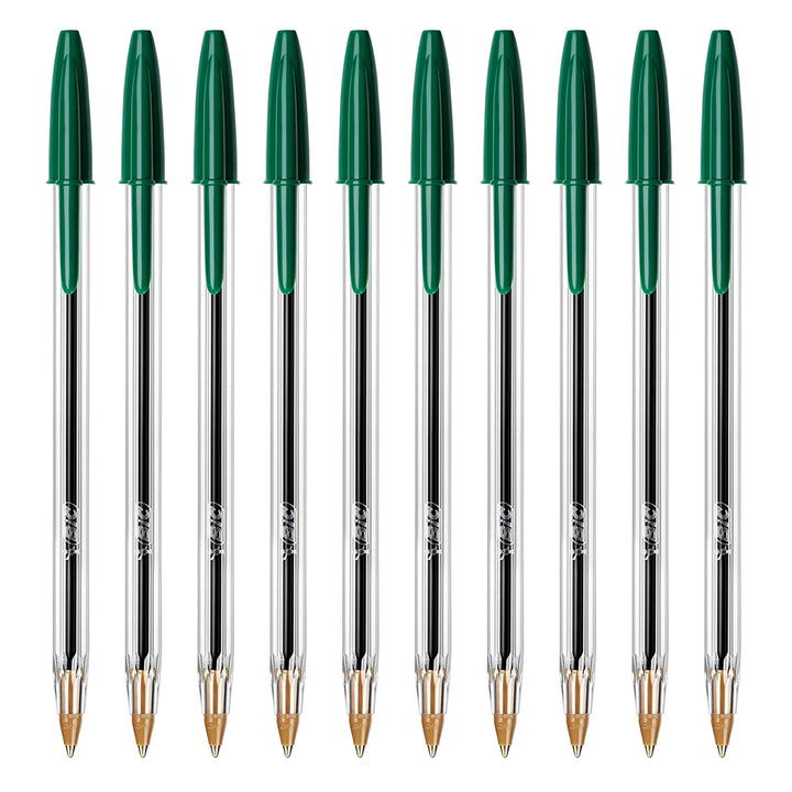 BIC - Set de 10 Bolígrafos Cristal Original Medium de Tinta de Aceite. Verde