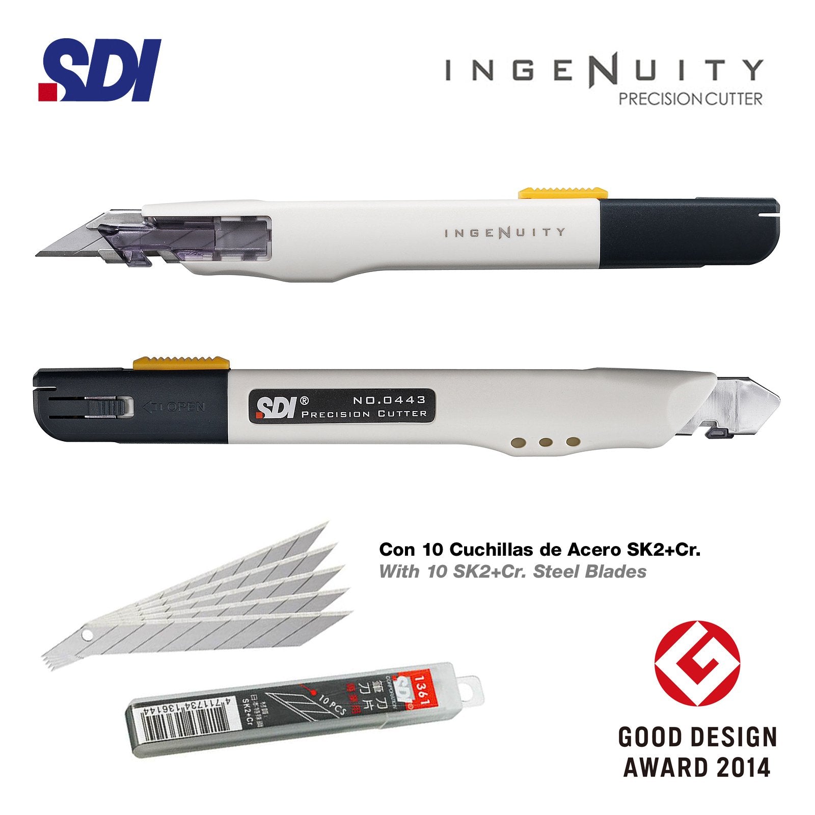 Cutter Profesional SDI Ingenuity con 10 Cuchillas de Recambio Acero SK2+Cr