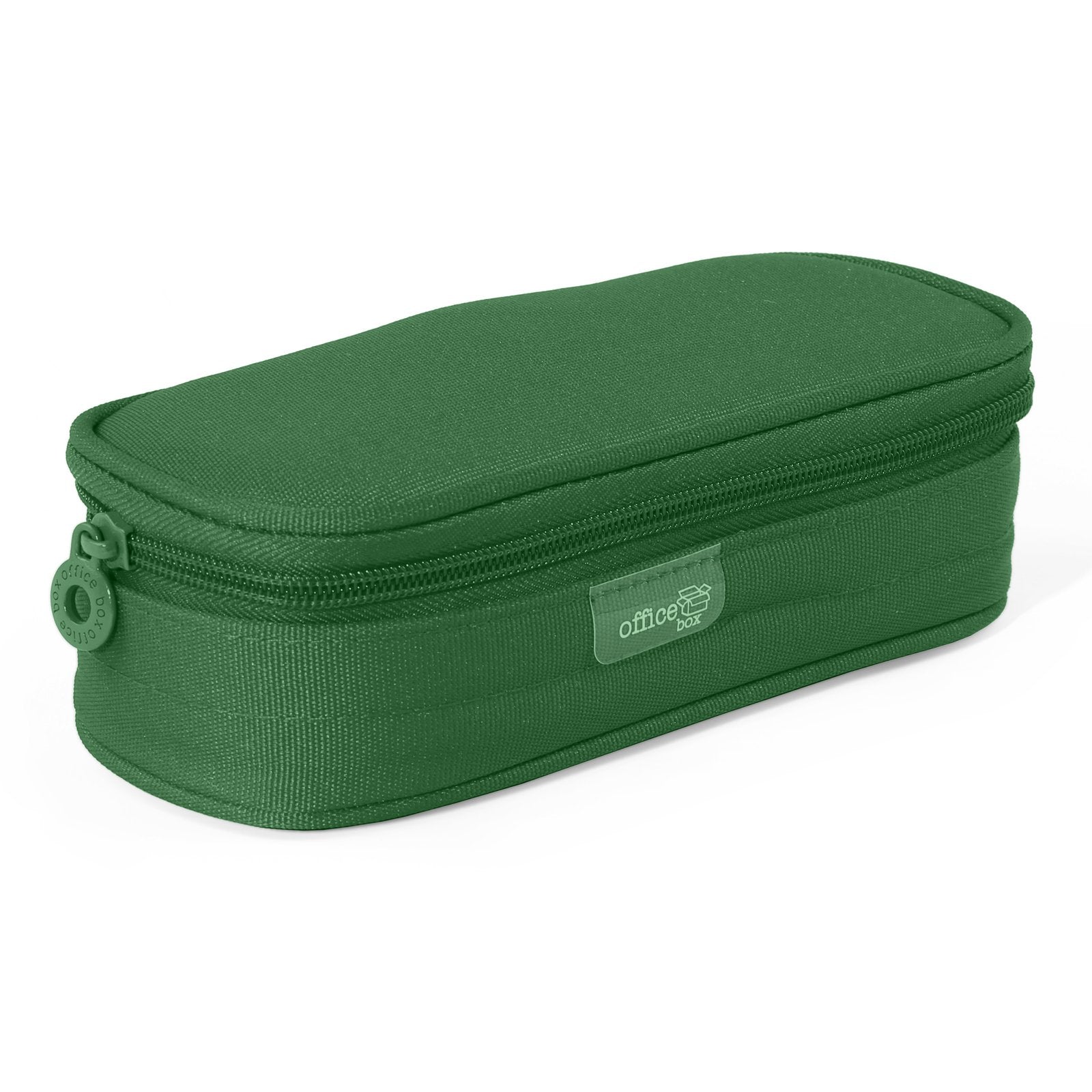 Mega - Estuche Portatodo Escolar Ovalado Multiuso con Solapa. Verde