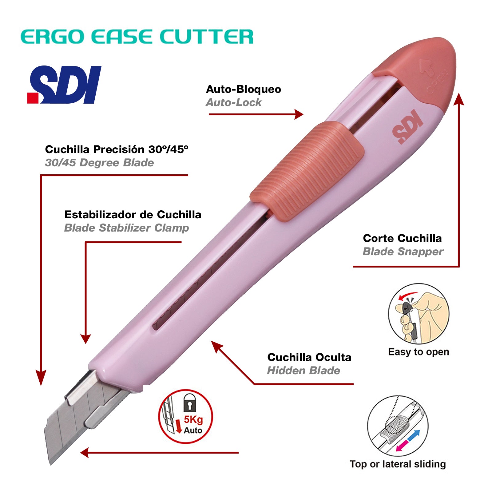 SDI Ergo Ease -  Cutter para Manualidades con Diseño Ergonómico. Rosa