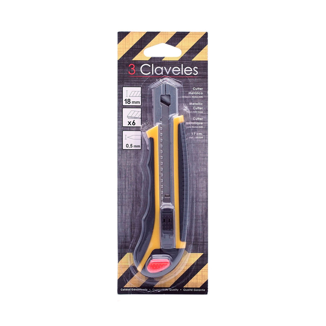 3 Claveles 00209 - Cutter Alto Rendimiento Metálico con Armazón Nylon/ABS