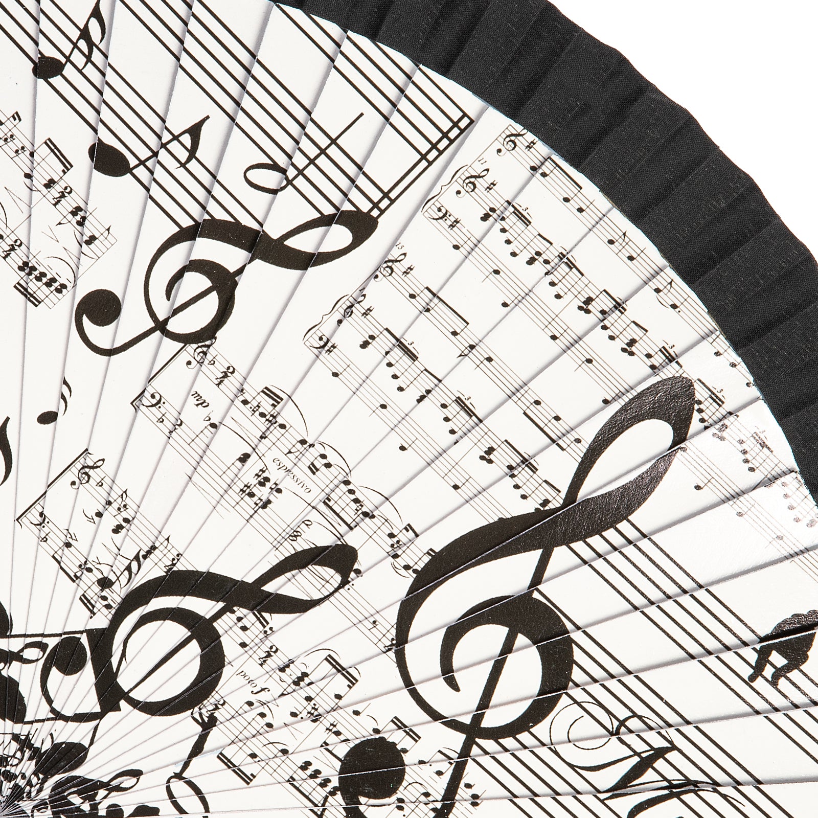 JAVIER Música - Abanico de 23 cm con Varillas de Madera Estampada y Tela