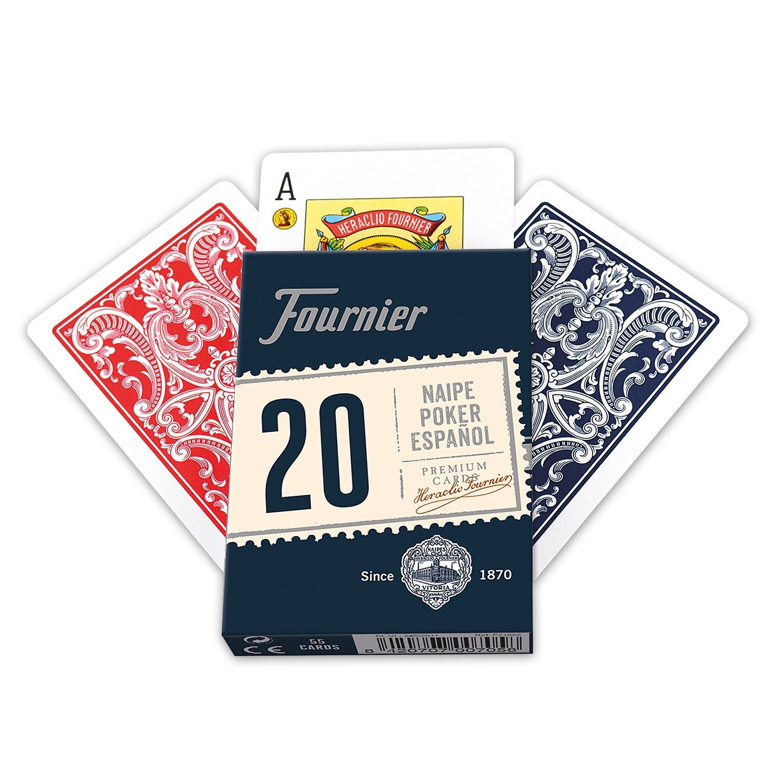 FOURNIER F21002 - Baraja de Póker Española Nº 20 de 55 Cartas con 3 Joker