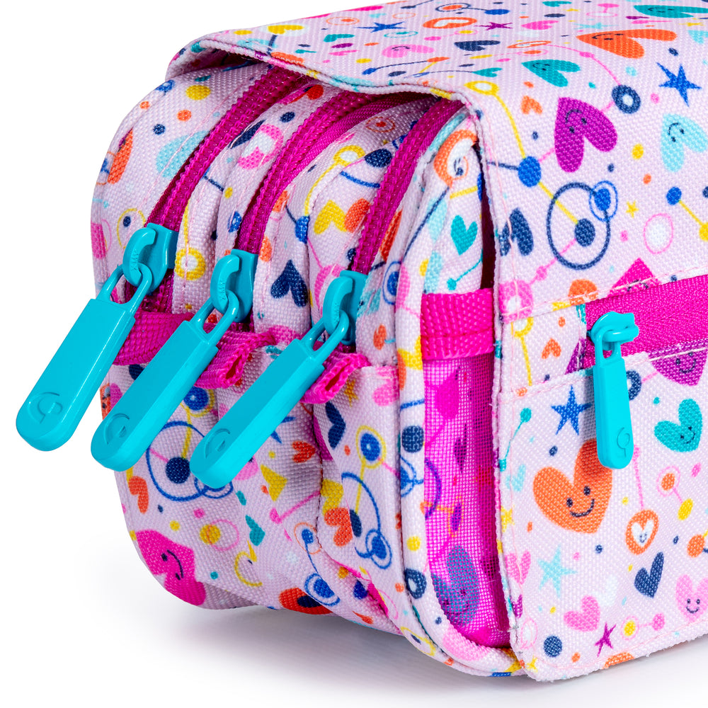 ColePack Design - Estuche Triple de 3 Cremalleras con Material Escolar Incluido. Hearts