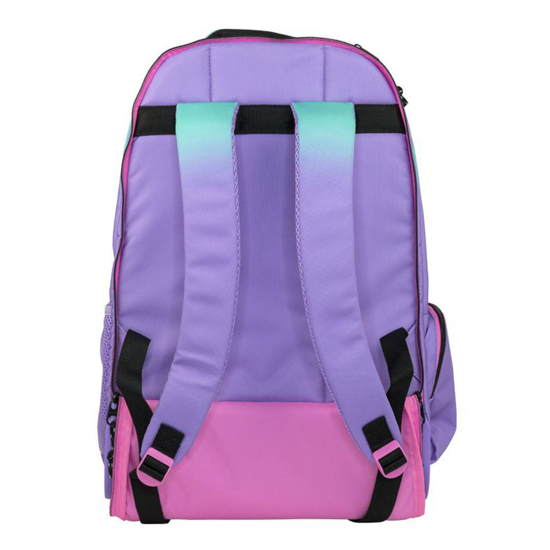 MILAN Sunset - Mochila Escolar de 6 Cremalleras con Ruedas. Capacidad 25L. Lila-Turquesa