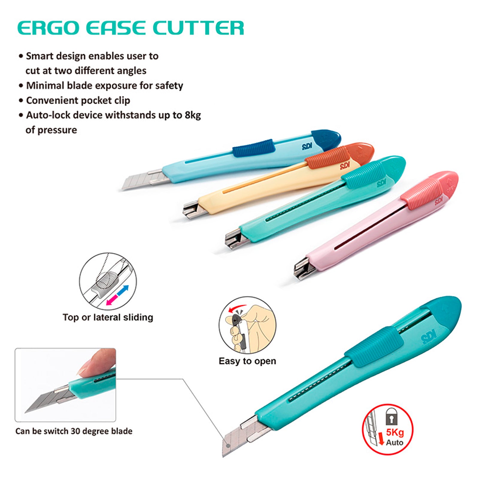 SDI Ergo Ease -  Cutter para Manualidades con Diseño Ergonómico. Turquesa