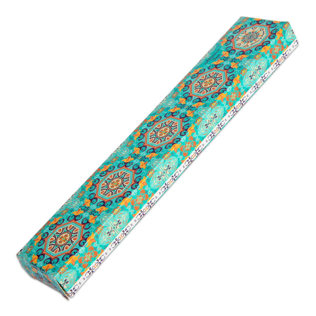 JAVIER Azulejos - Abanico de 23 cm con Varillas de Madera Estampada y Tela