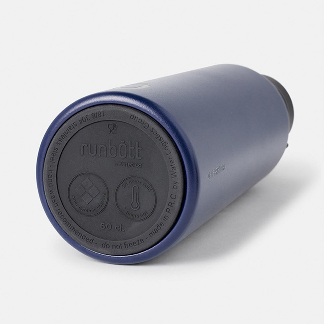 Runbott BARÇA - Botella Térmica de 0.6L con Interior Cerámico. Escudo y Lettering. Azul