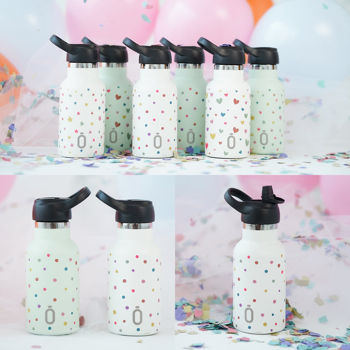 Runbott Confeti - Botella Térmica Infantil 0.35L con Interior Cerámico. Estrellas Nata