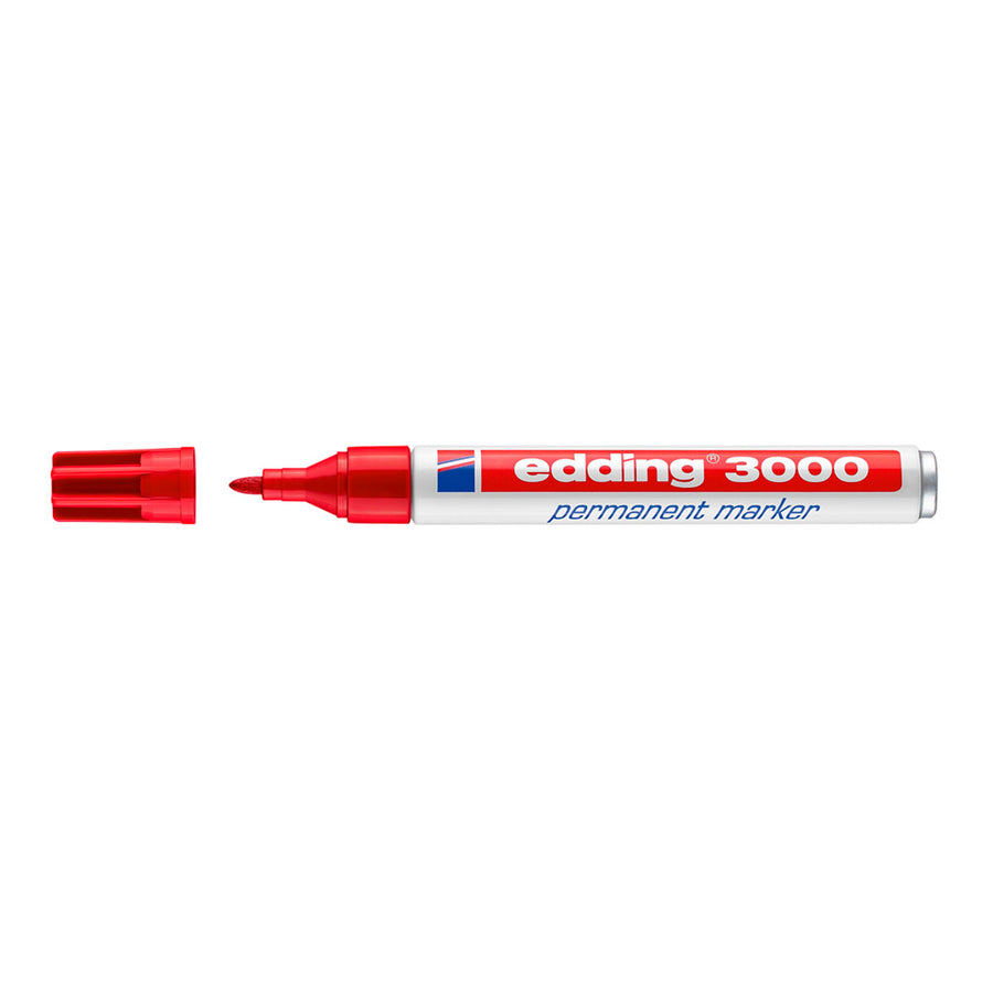 Edding 3000 - Rotulador Marcador Permanente Punta Redonda 1.5-3 mm. Rojo