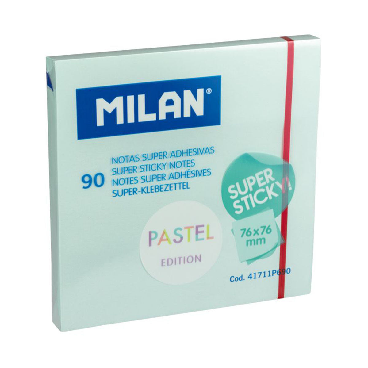 MILAN Pastel - Bloc de 90 Notas Súper Adhesivas en Color Azul