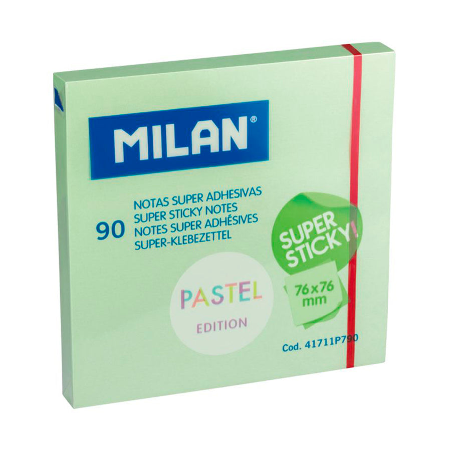 MILAN - Bloc de 90 Notas super Adhesivas, Super Sticky, Pastel Edition, Color Verde