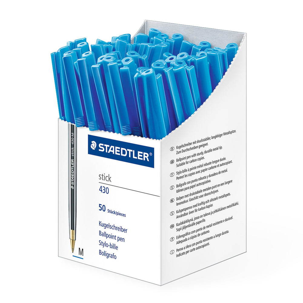 STAEDTLER - Set de 10 Bolígrafos Stick 430 de Punta Media Color Azul