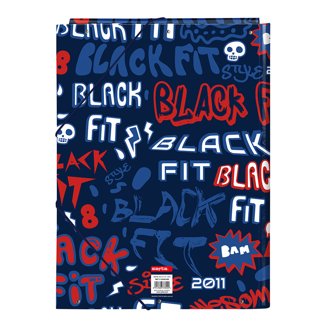 SAFTA Blackfit8 - Carpeta A4 con 3 Solapas y Cierre de Goma, Modelo Letters