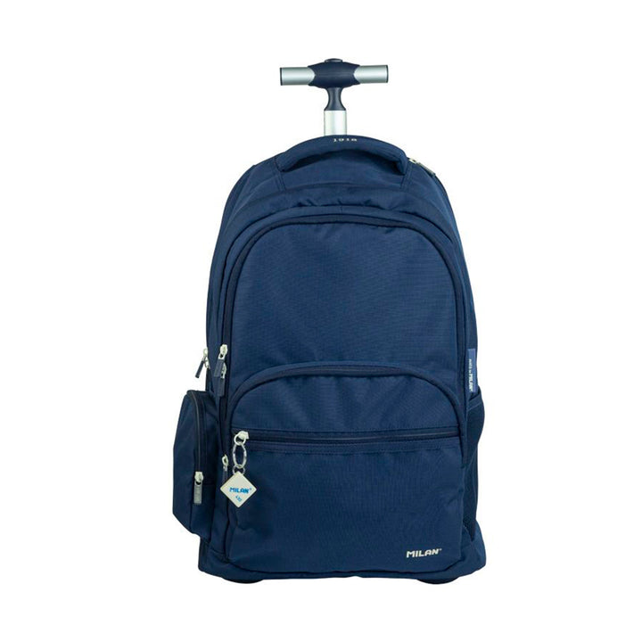 MILAN 1918 -  Mochila Escolar de 6 Cremalleras con Ruedas. Capacidad 25L. Azul