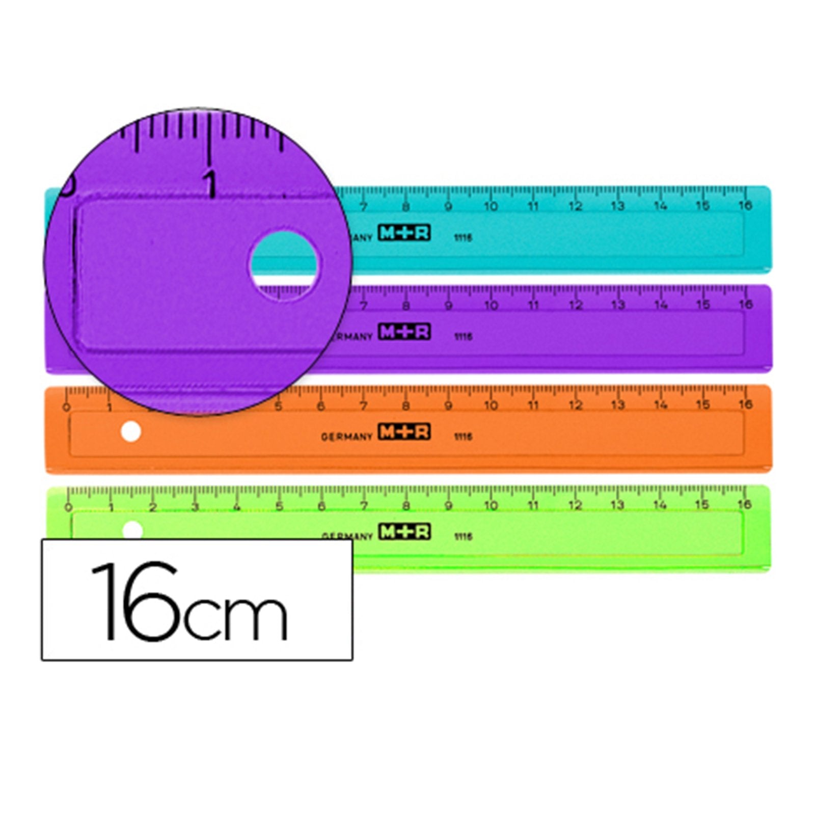 M+R 1116 0150 - Regla de Plástico con Base Biselada, 16 cm