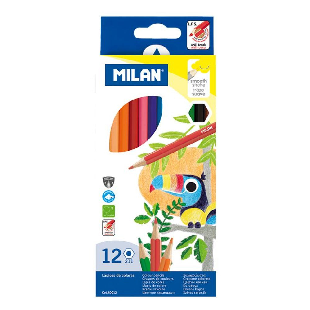 MILAN 80012 - Caja de 12 Lápices de Colores Hexagonales