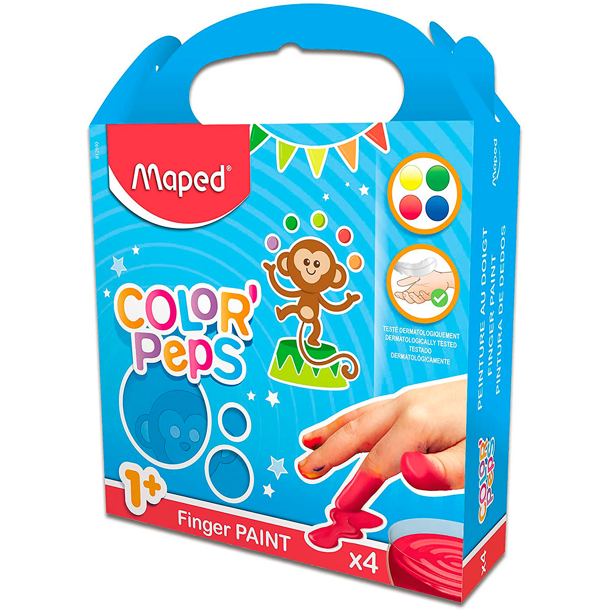 MAPED Color Peps - Lote de 4 Botes de Pintura para Dedos en Colores Surtidos
