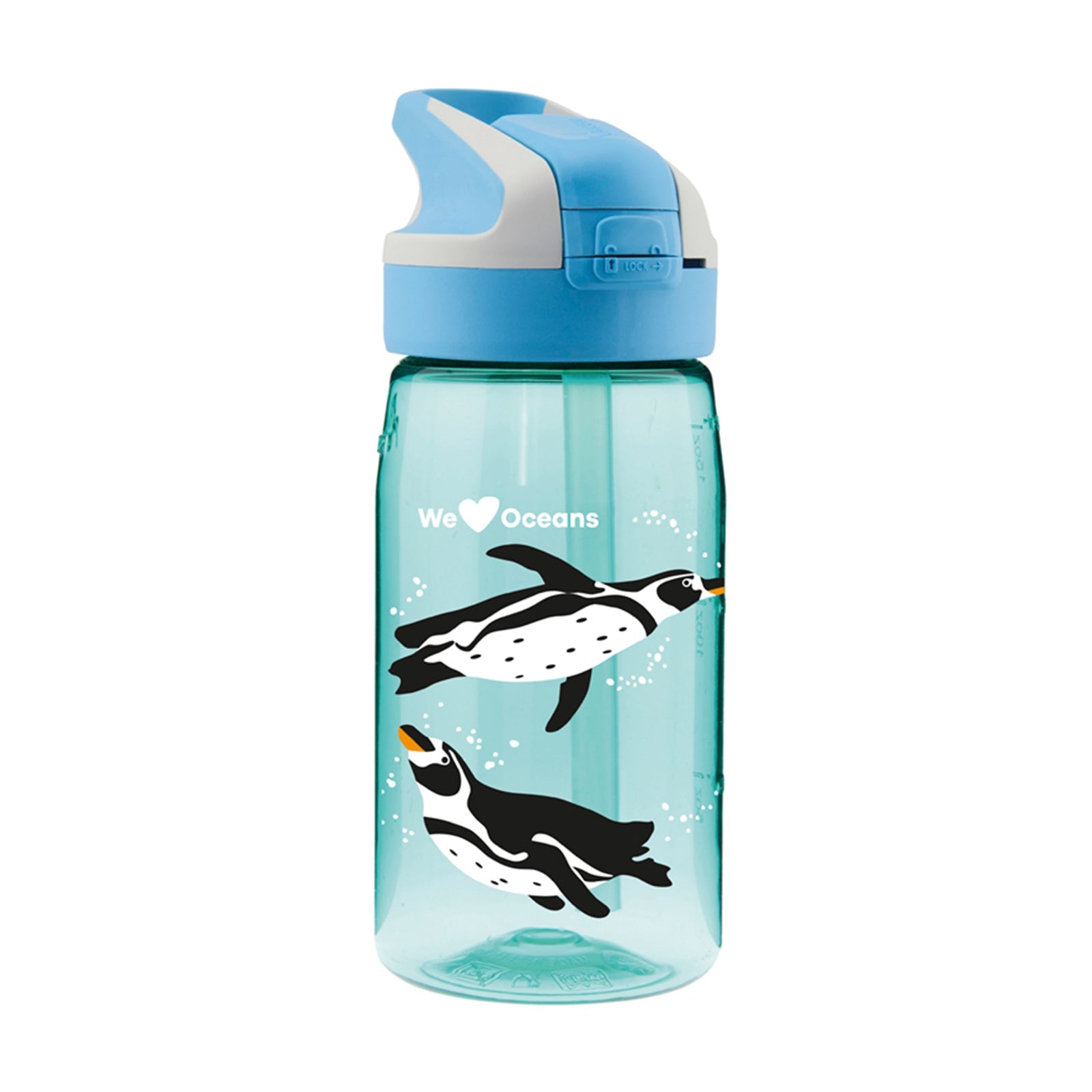 LAKEN We Love Oceans - Botella de Agua Infantil 0.45L en Tritán. Pingui