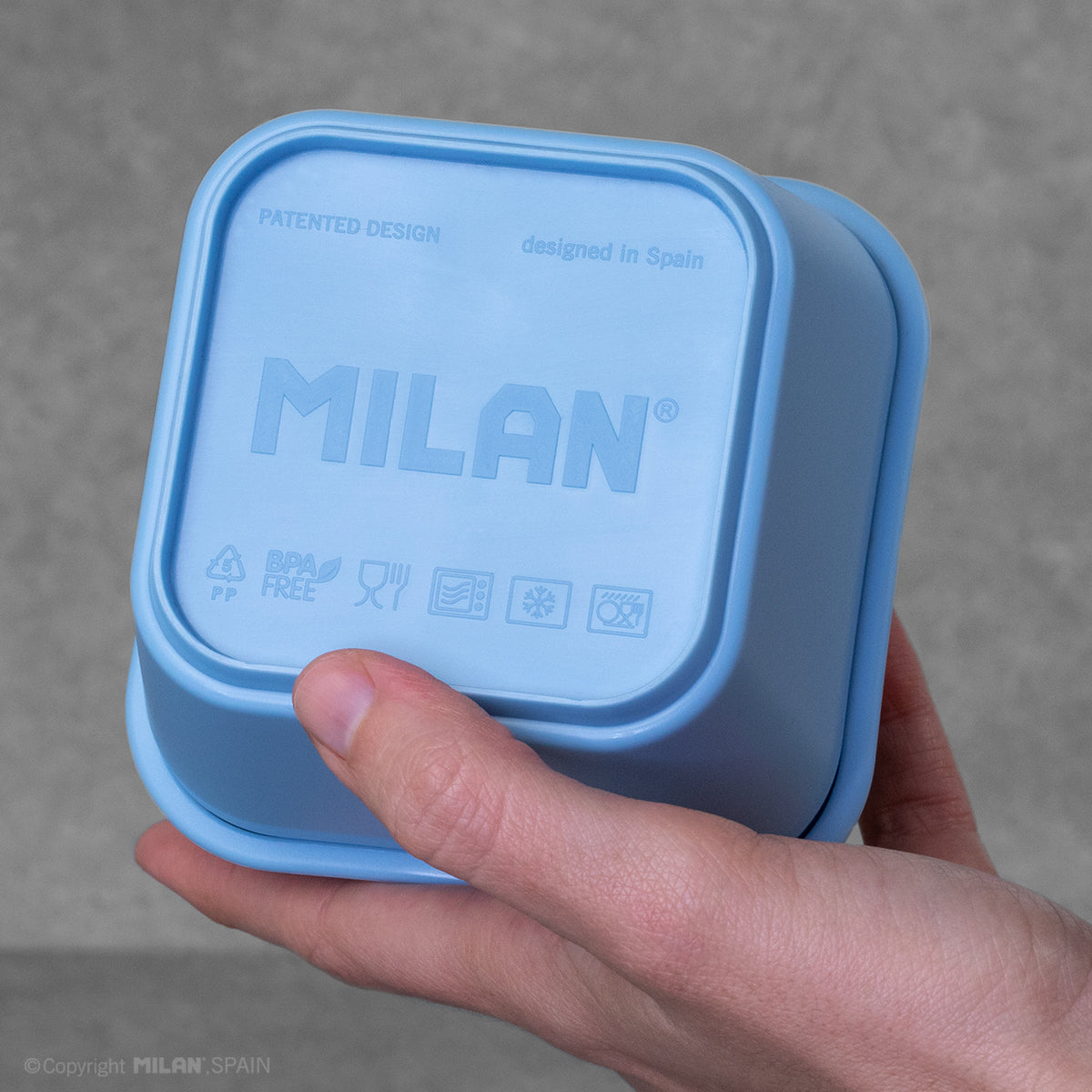 MILAN - Recipiente para Alimentos Cuadrado 0.33L. Azul Claro