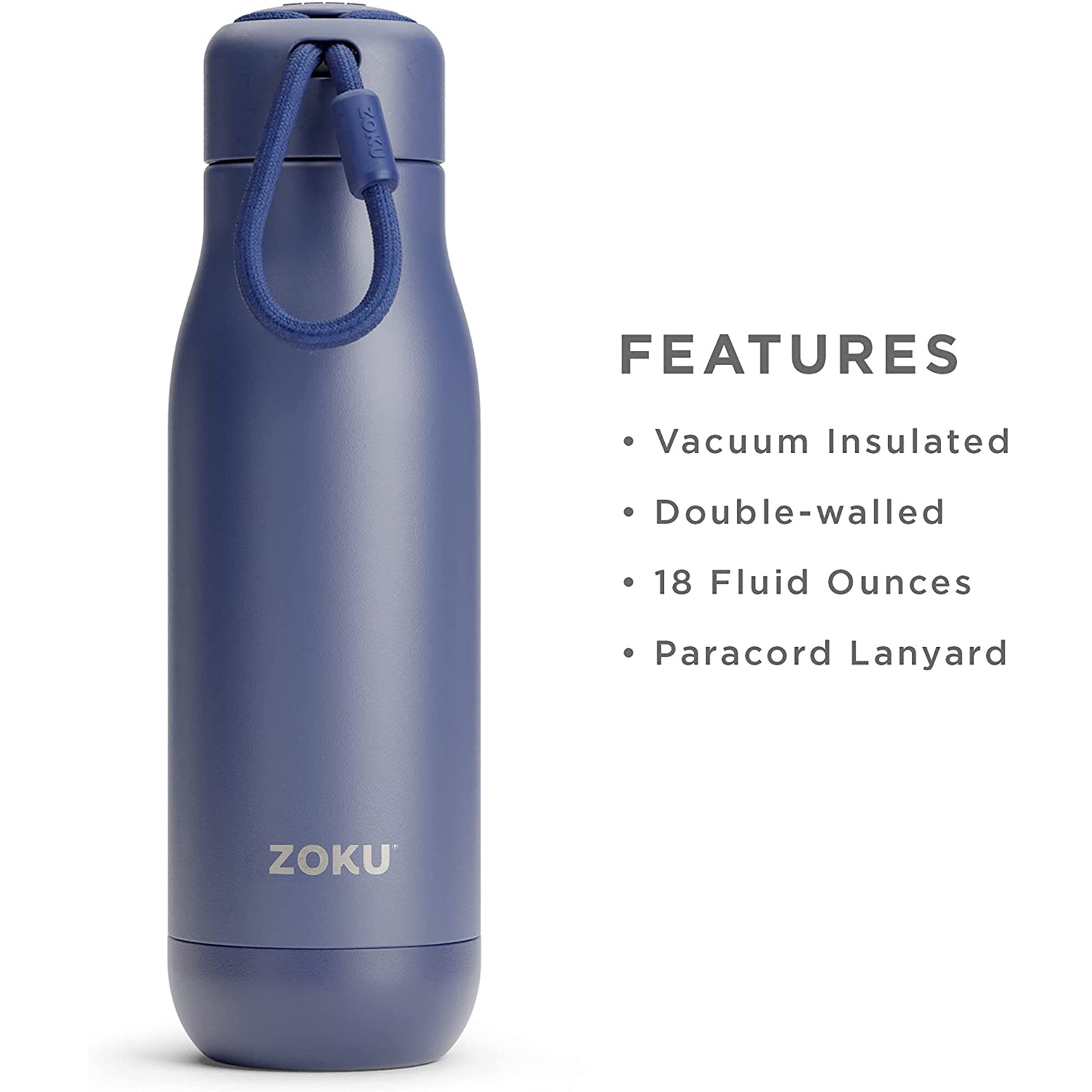 ZOKU PC - Botella Térmica de 0.5L en Acero Inoxidable de Doble Pared. Navy