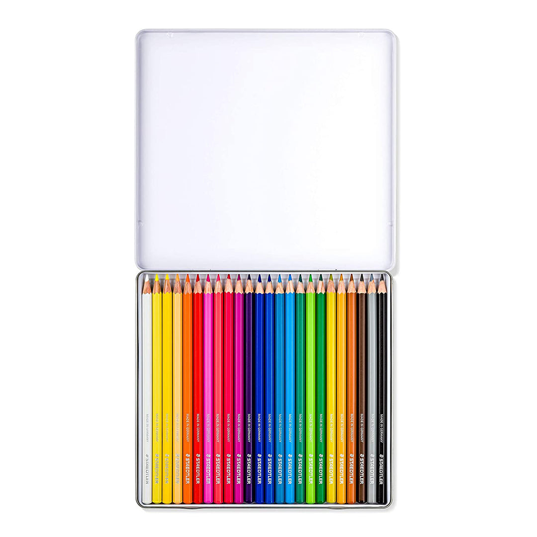 STAEDTLER Design Journey - Caja Metálica con 24 Lápices de Colores de Mina Suave