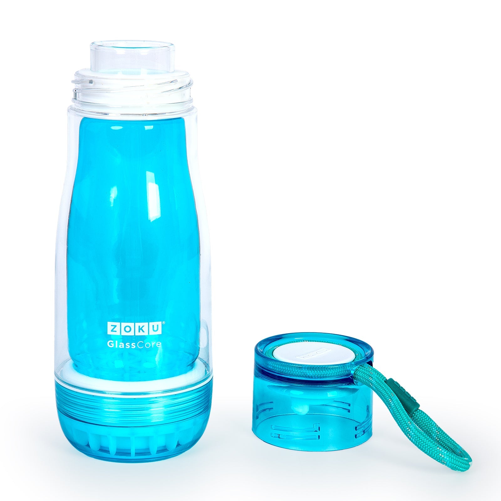 ZOKU - Botella de Agua Reutilizable 0.3L con Interior en Vidrio. Turquesa
