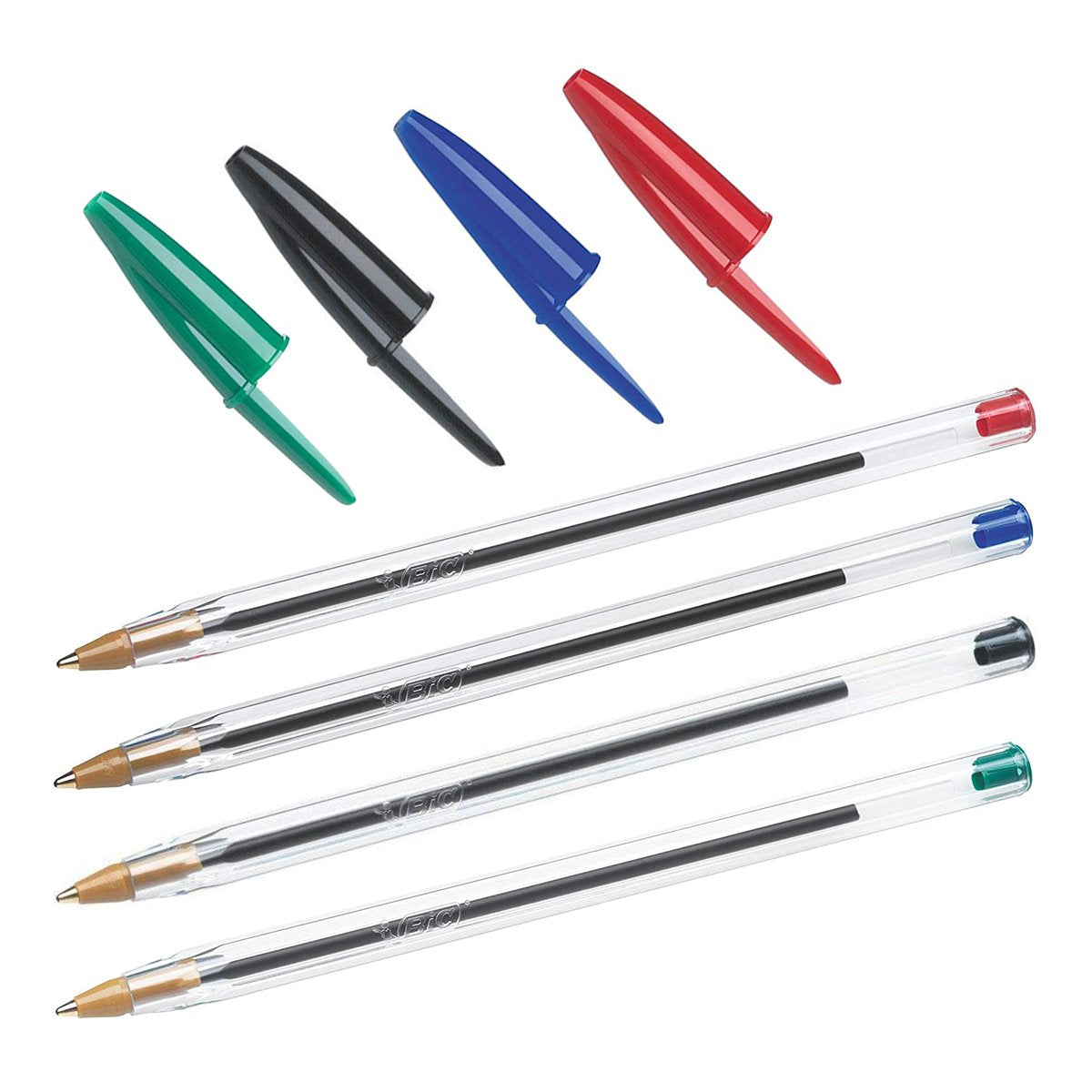 BIC 802054 - Pack 5 Bolígrafos CRISTAL en 4 Colores. Tinta de Aceite con Capuchon