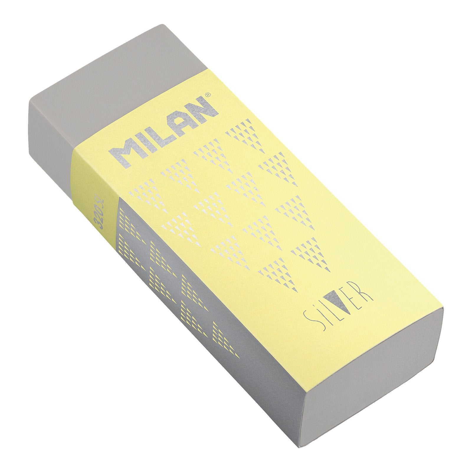 MILAN CPM320SL - Goma de Borrar Suave y Versátil Tipo Nata® 320, Edición Silver