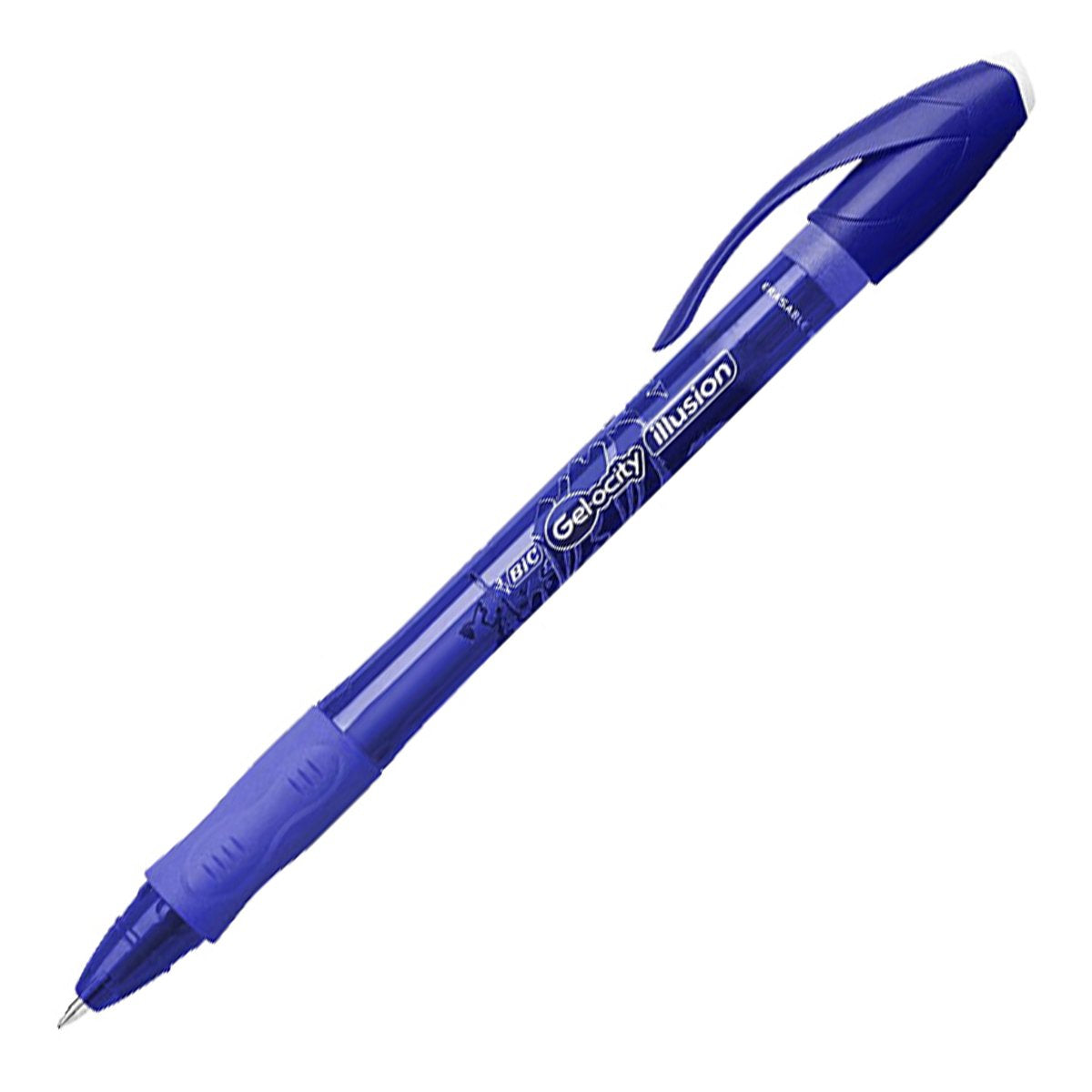 BIC Gel-ocity Illusion - Bolígrafo Borrable y Recargable de 0.7mm con Grip. Tinta del Gel. Azul
