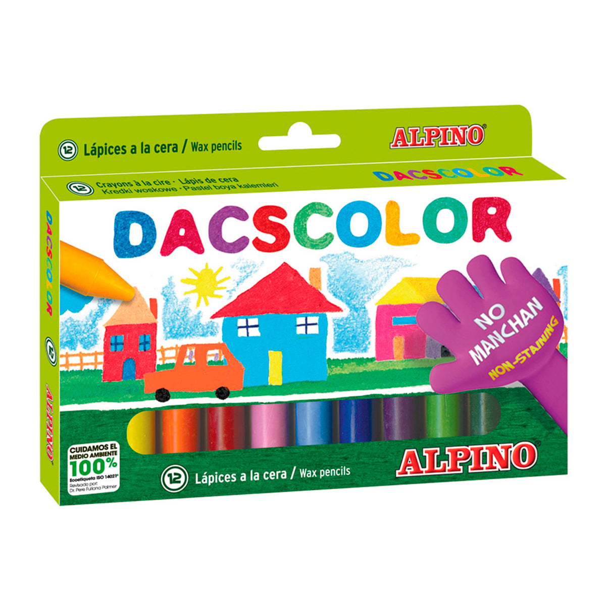 ALPINO Dacs - Lápices de Cera Dacscolor, Caja con 12 Colores Surtidos