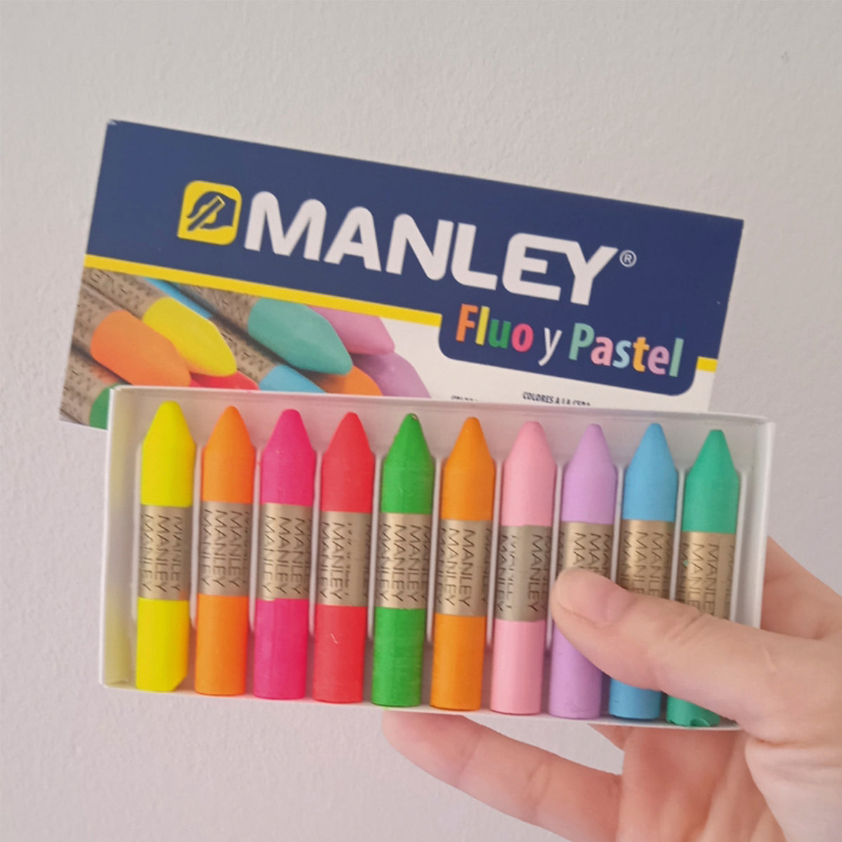 Lápices ceras manley - caja de 10 colores
