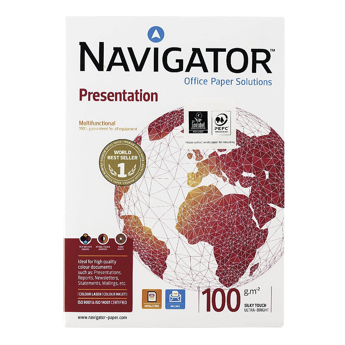 NAVIGATOR NAV-100-A4 - Papel Fotocopiadora, Ink-Jet y Laser DIN A4 100g 500 Hojas