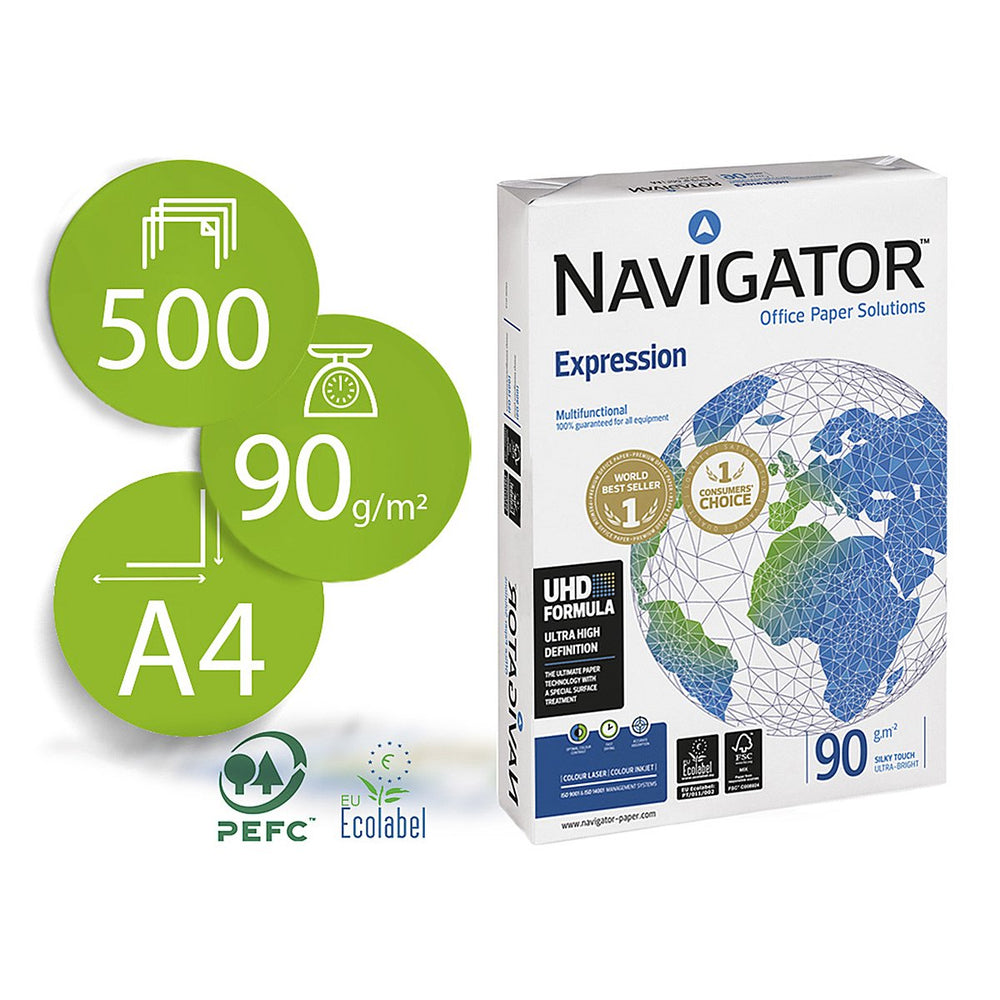 NAVIGATOR NAV-90-A4 - Papel Fotocopiadora, Ink-Jet y Laser DIN A4 90g 500 Hojas