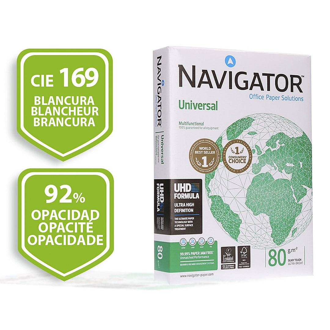 NAVIGATOR NAV-80-A4 - Papel Fotocopiadora, Ink-Jet y Laser DIN A4 80g 500 Hojas