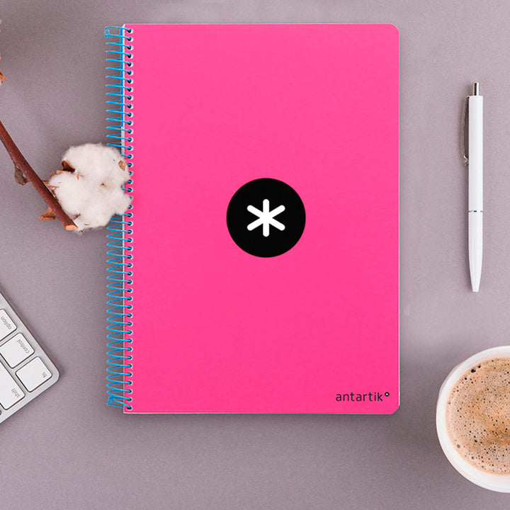 Antartik - Libreta Cuadriculada A4 con Espiral y Tapa Semi-Dura. Fucsia