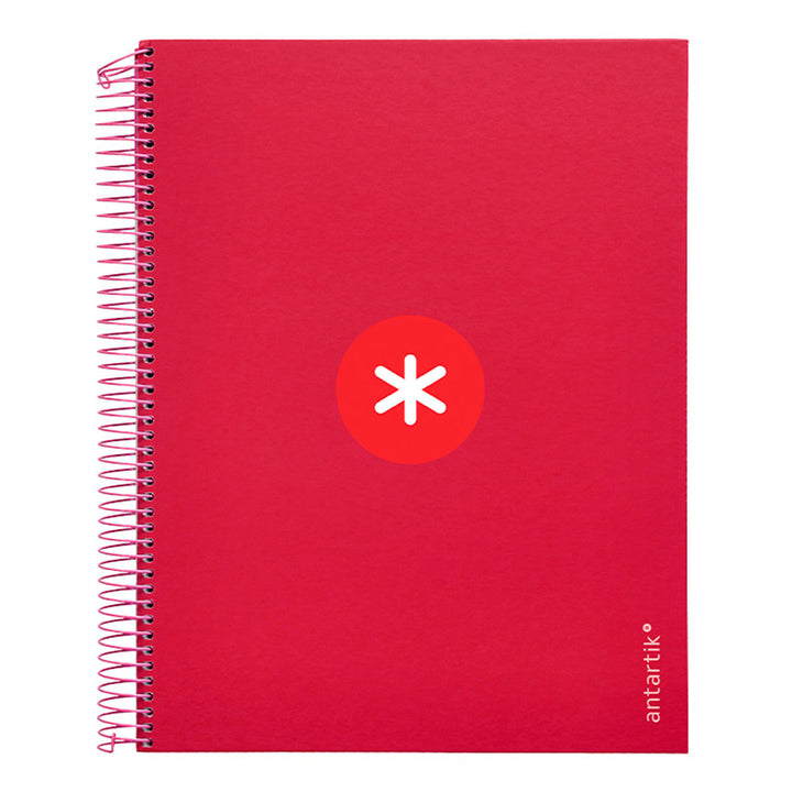Antartik - Libreta Cuadriculada A4 con Espiral y Tapa Dura. 5 Bandas de Colores. Frambuesa