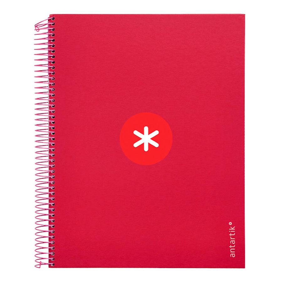 Antartik - Libreta Cuadriculada A4 con Espiral y Tapa Dura. 5 Bandas de Colores. Frambuesa