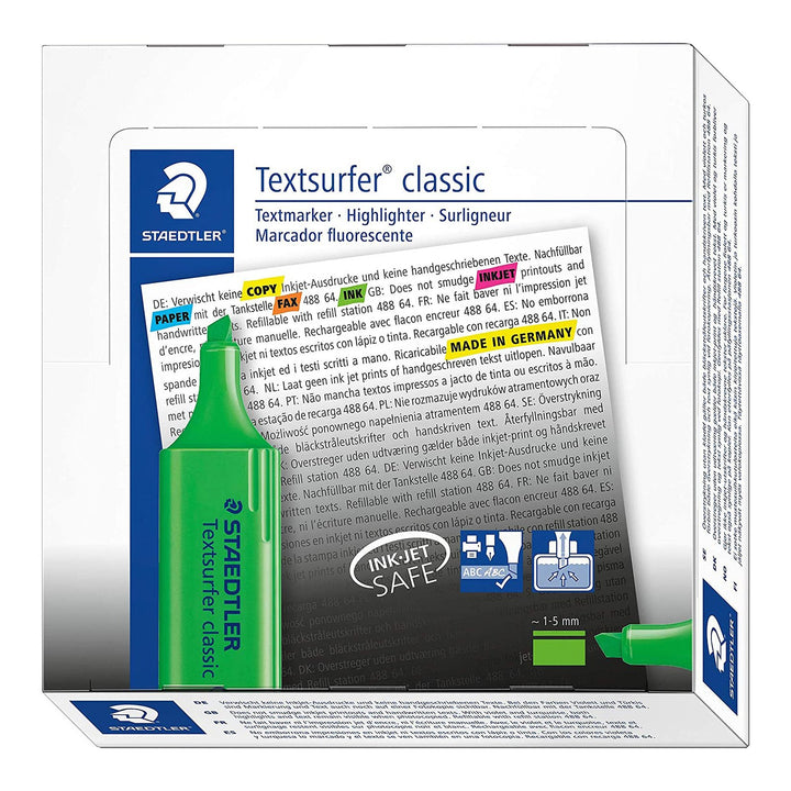 STAEDTLER 364-5 - Marcador Fluorescente Recargable Textsurfer Classic 364. Verde
