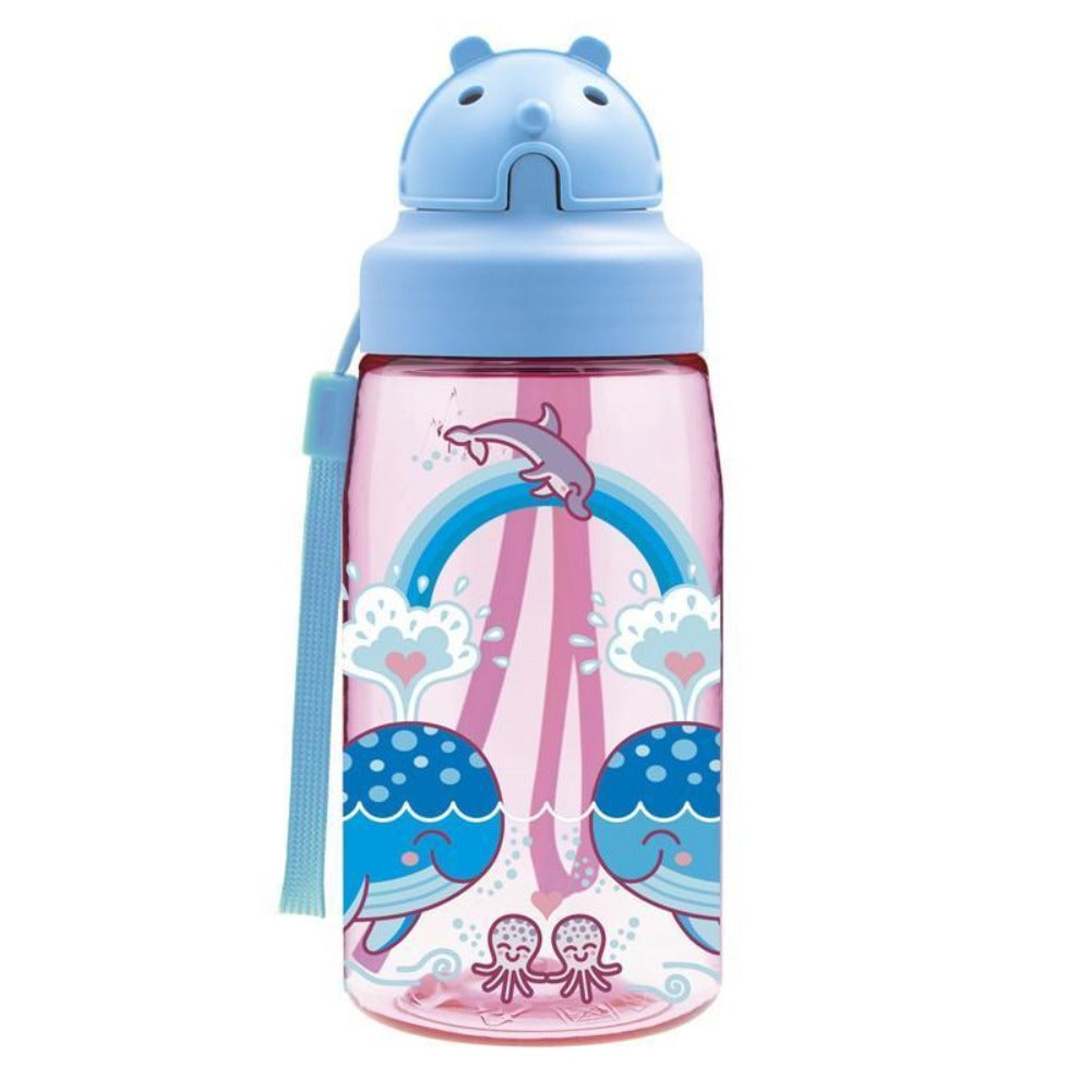 LAKEN OBY - Botella de Agua Infantil 0.45L en Tritán con Boquilla de Silicona. Modelo Whales